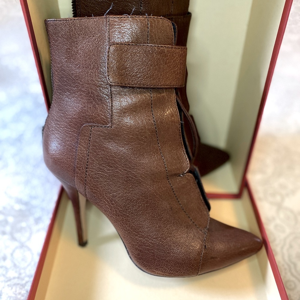 Real leather ankle booties